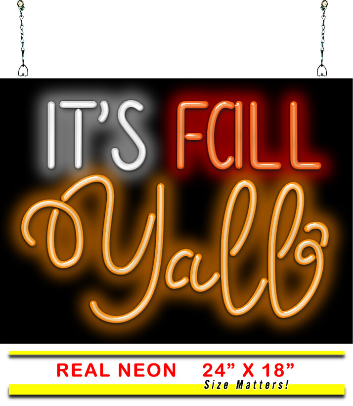 Its Fall Y’all Neon Sign REAL Neon Window Sign Hand Bent Glass Easy Installation