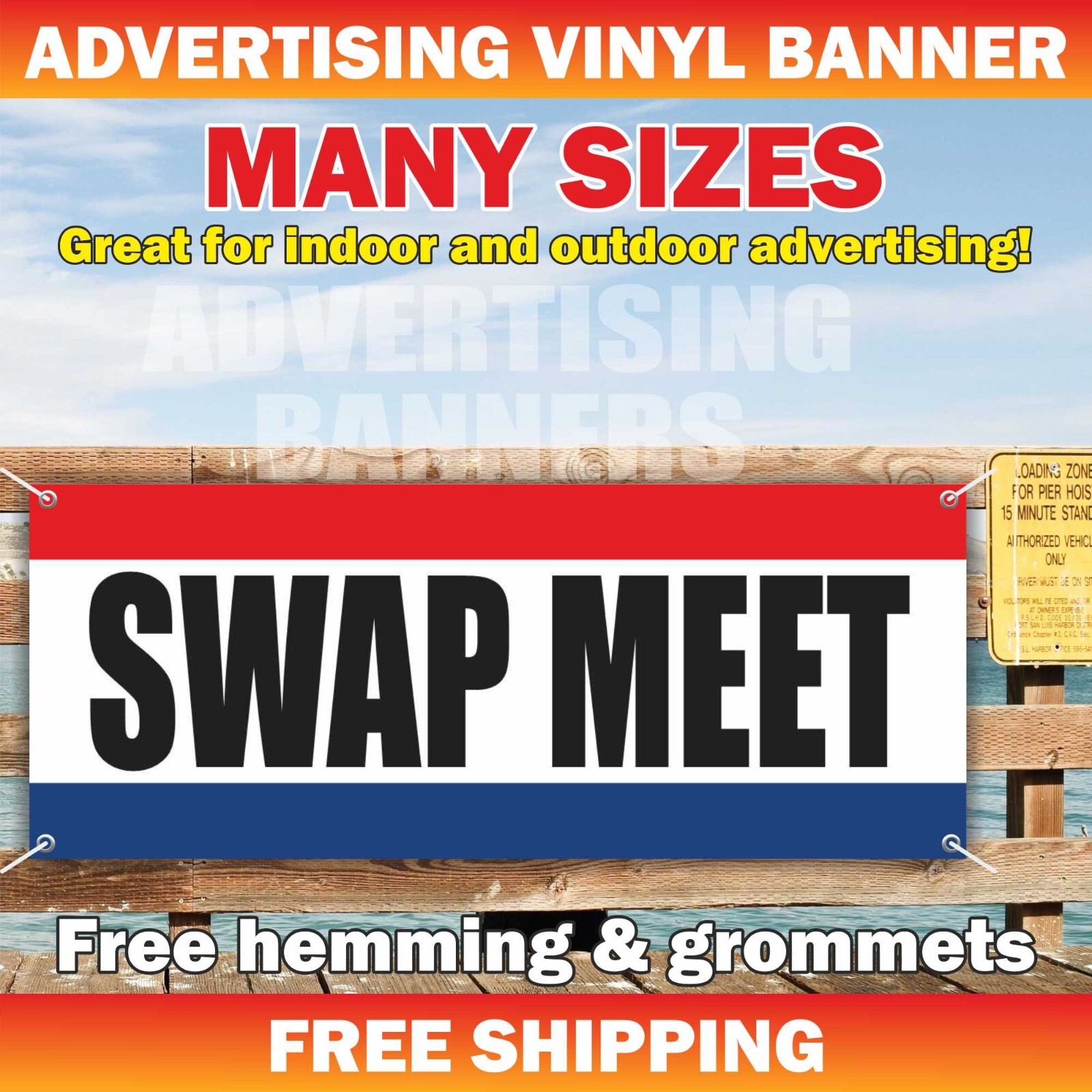 SWAP MEET Advertising Banner Vinyl Sign Flea Market Antique Outdoor Mall Bazaar