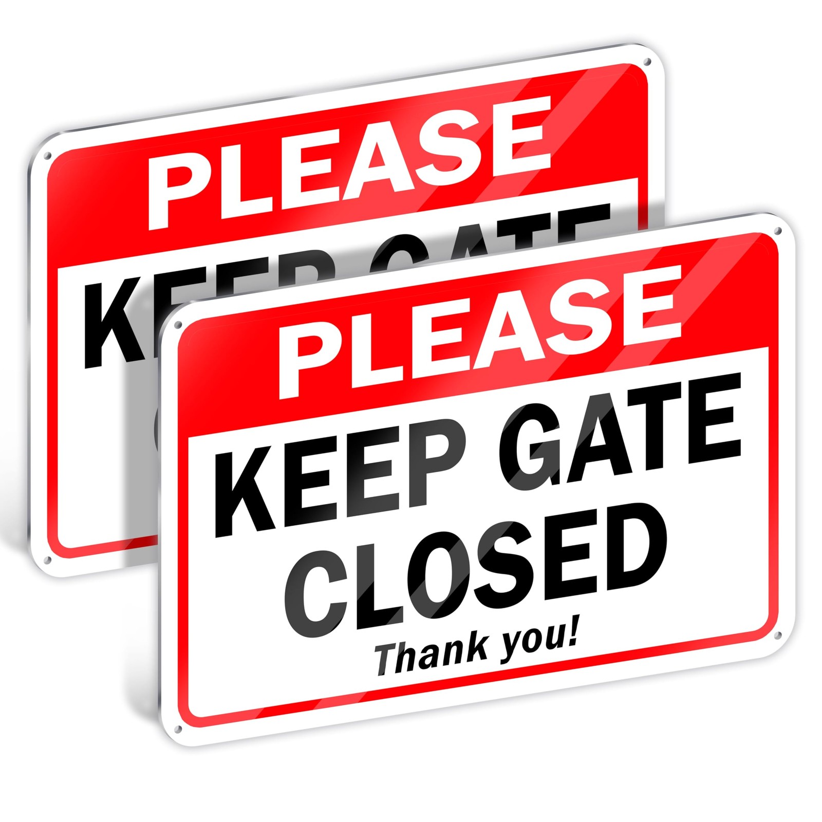 Keep Gate Closed Sign 2 Pack, 7 x 10 Inch Reflective Aluminum Gate Signs for …