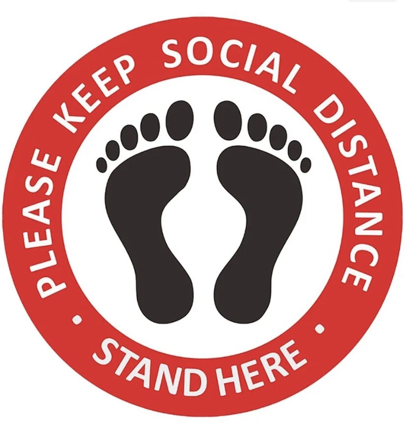 7 Pcs 12” Please Keep Social Distance Stand Here Floor Graphic Sticker Decal