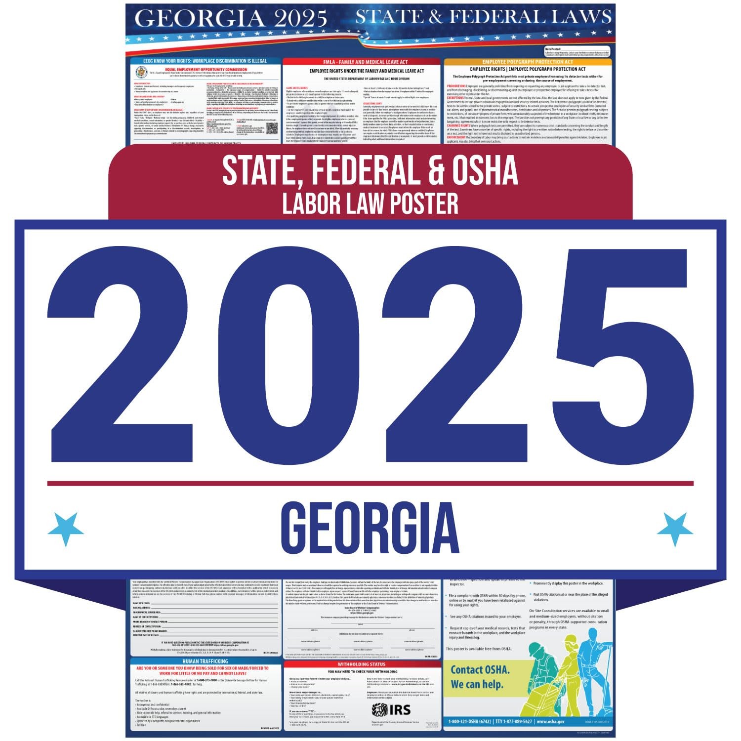 2025 Georgia State and Federal Labor Law Poster – OSHA Workplace Compliant – …