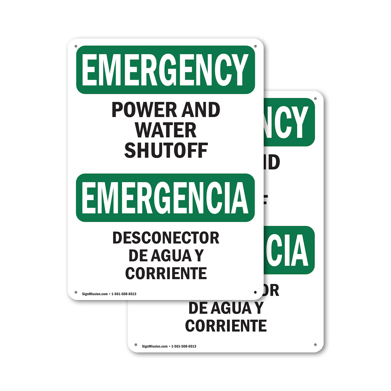 (2 Pack) Power And Water Shutoff OSHA Emergency Sign Decal Metal Plastic