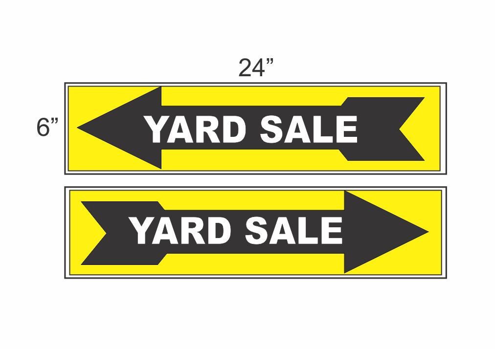 YARD SALE ARROW YELLOW & BLACK 6″x24″ Plastic SIGNS Buy 1 Get 1 FREE 2 Sided
