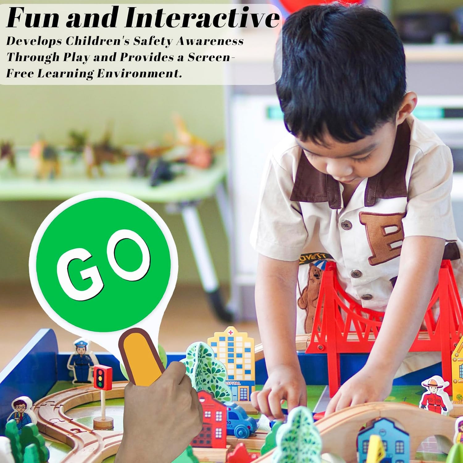 4 PCS Double Sided Stop Sign Handheld Children Red and Green Traffic Sign Lights