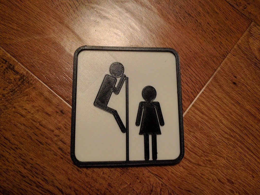 Perv Toilet Hard Plastic Sign Black and White