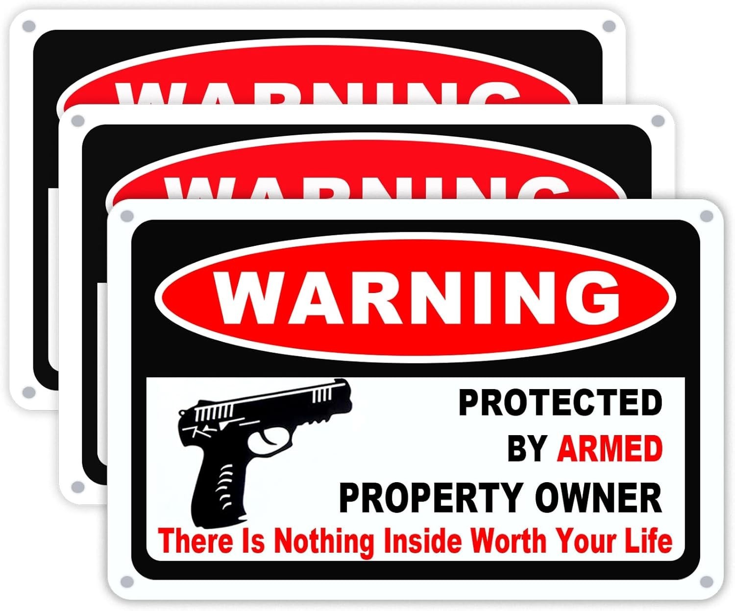 Seept 3Pack Gun Sign for Home Security 10×7 inch Warning Signs for Home Prope…