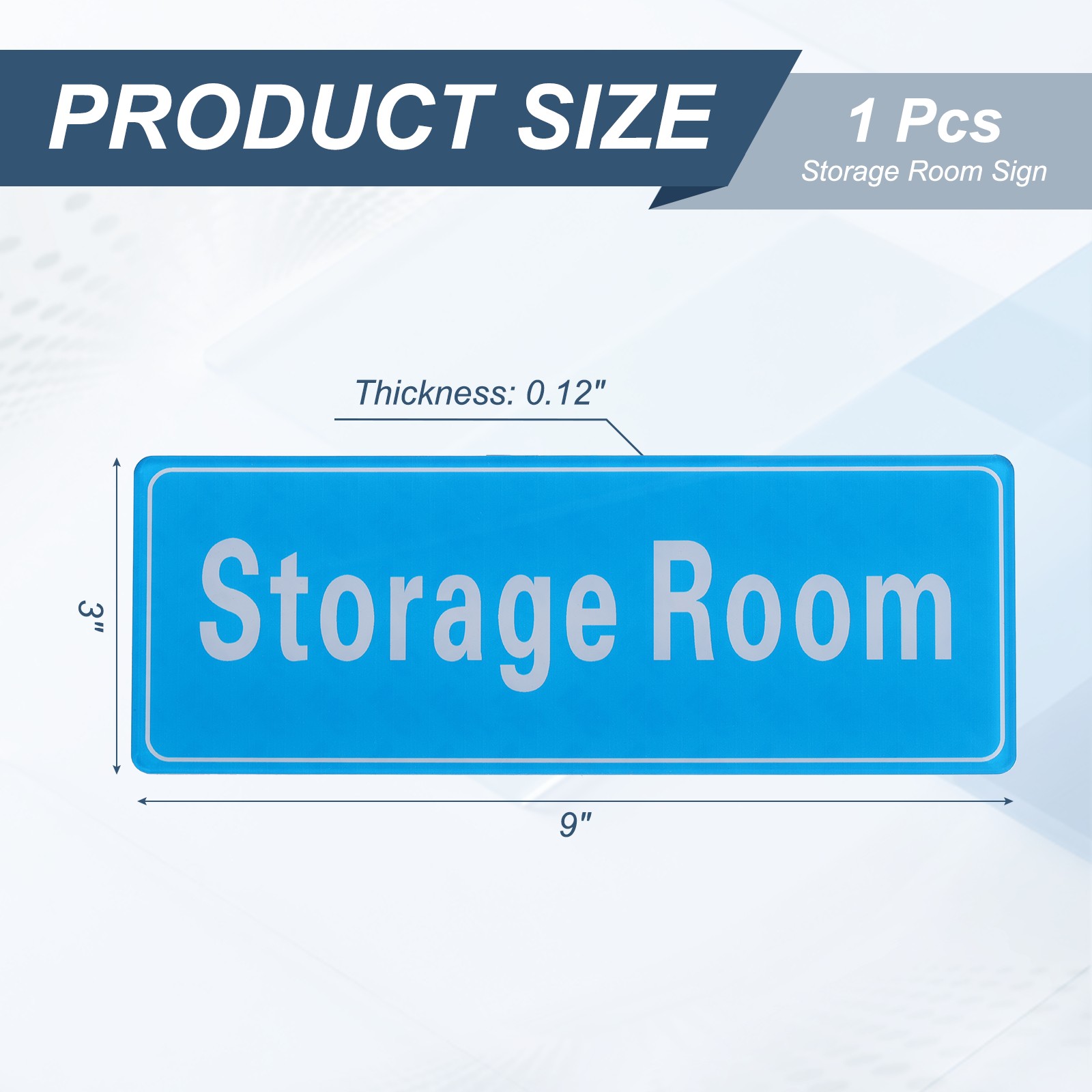 9″x3″ Storage Room, 1Pcs Room Door Sign Self-Adhesive Light Blue with White Text