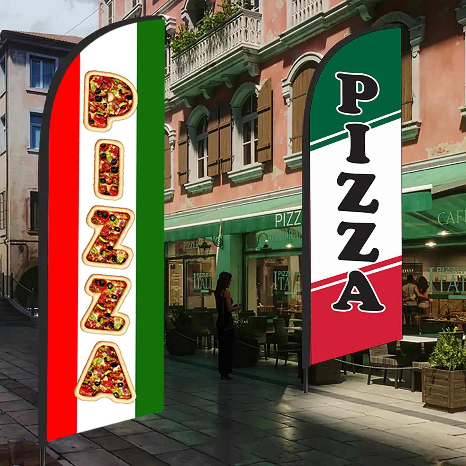 Pizza Feather Flag Beach Banner Hamburg Hot Dog Fries Shake Sandwich Ice Cream