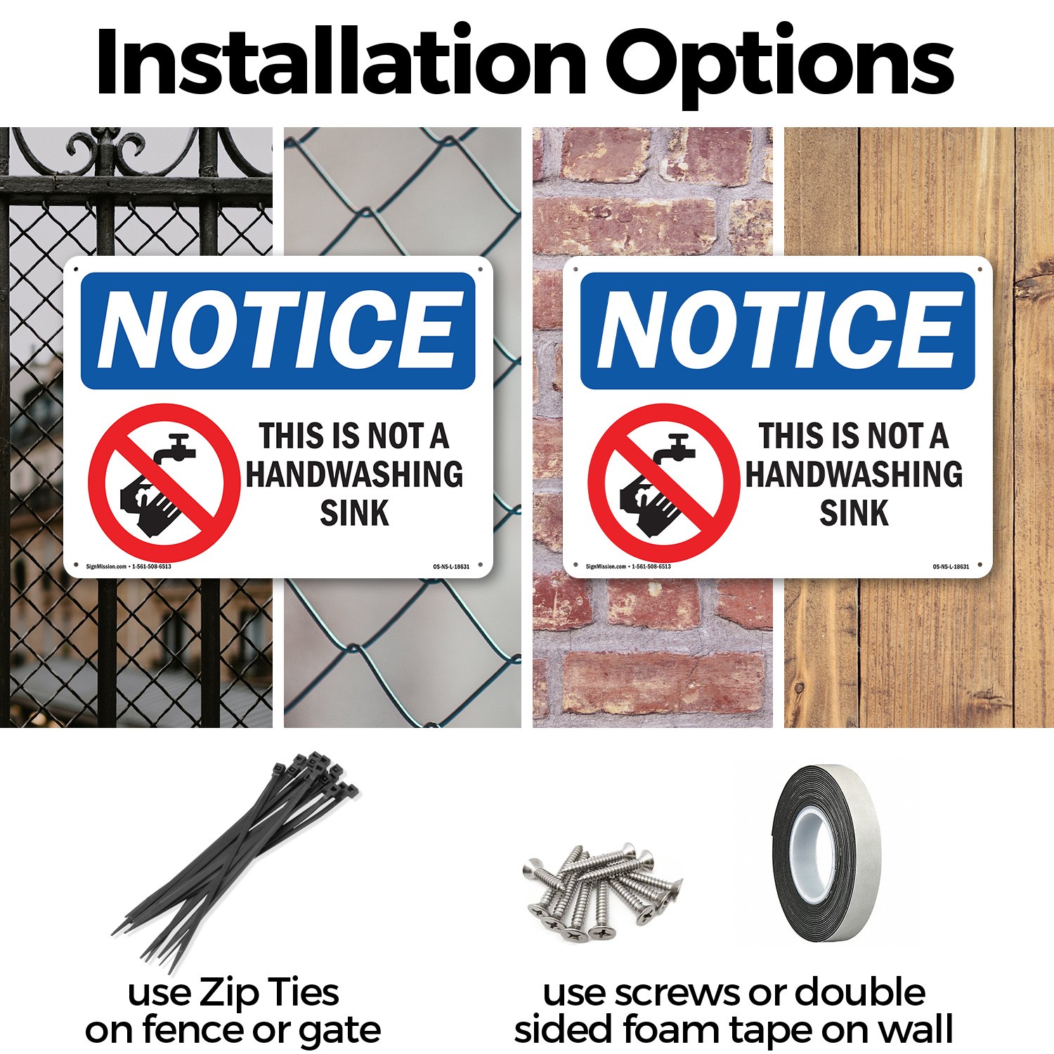 This Is Not A Handwashing Sink OSHA Notice Sign Metal,, Decal 5 or 10 Pack
