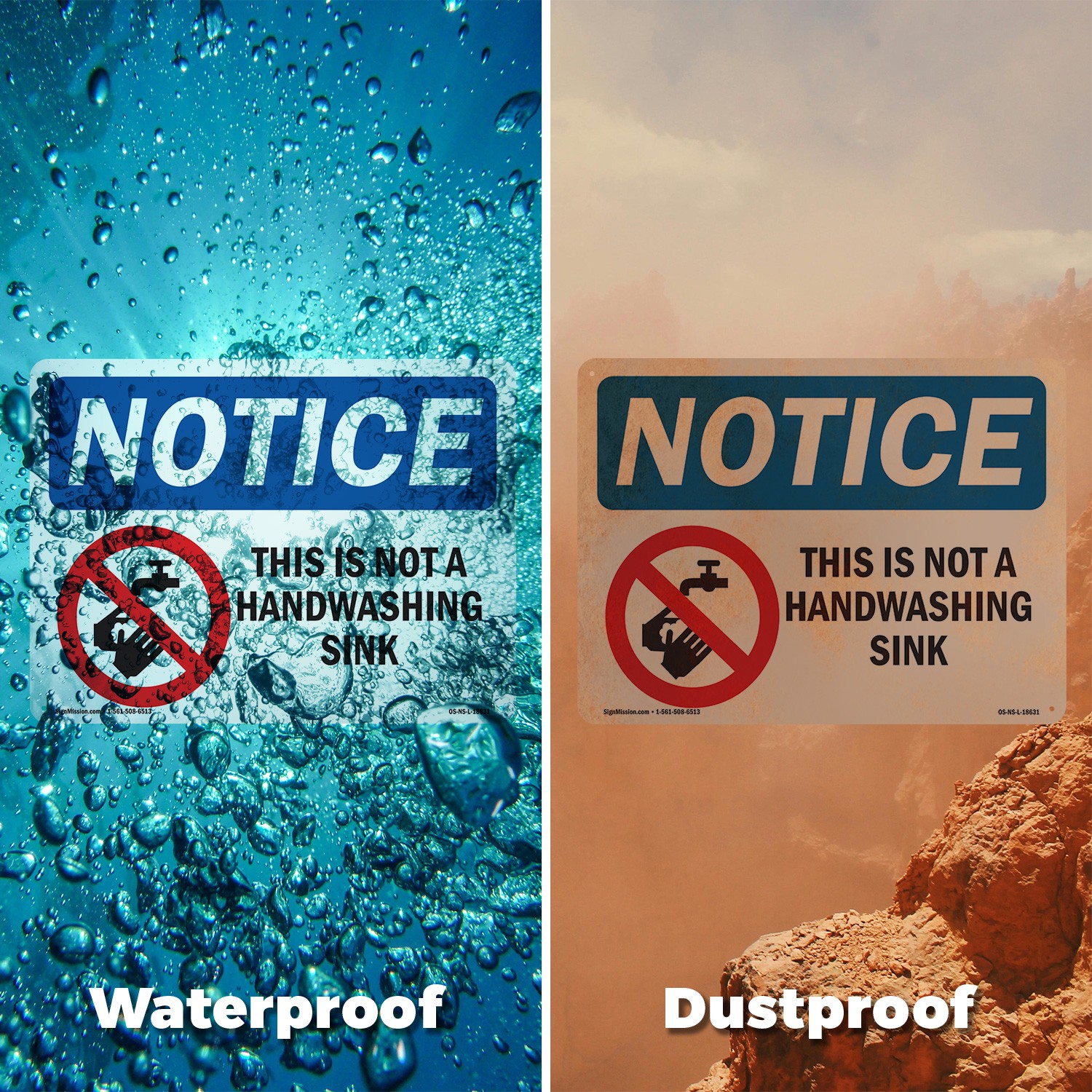 This Is Not A Handwashing Sink OSHA Notice Sign Metal,, Decal 5 or 10 Pack