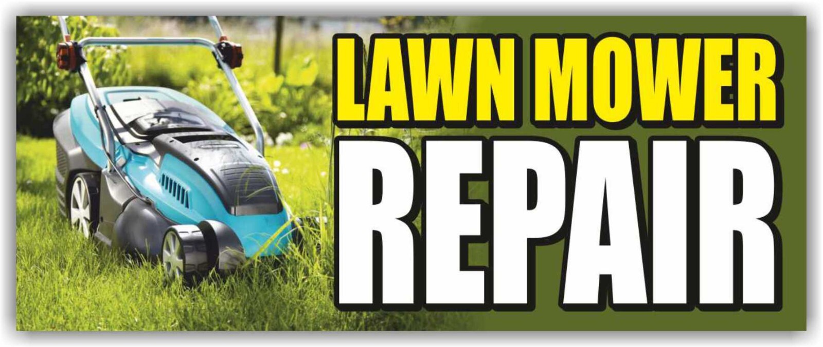 LAWN MOWER REPAIR Advertising Banner Vinyl Mesh Sign blades oil grass landscape