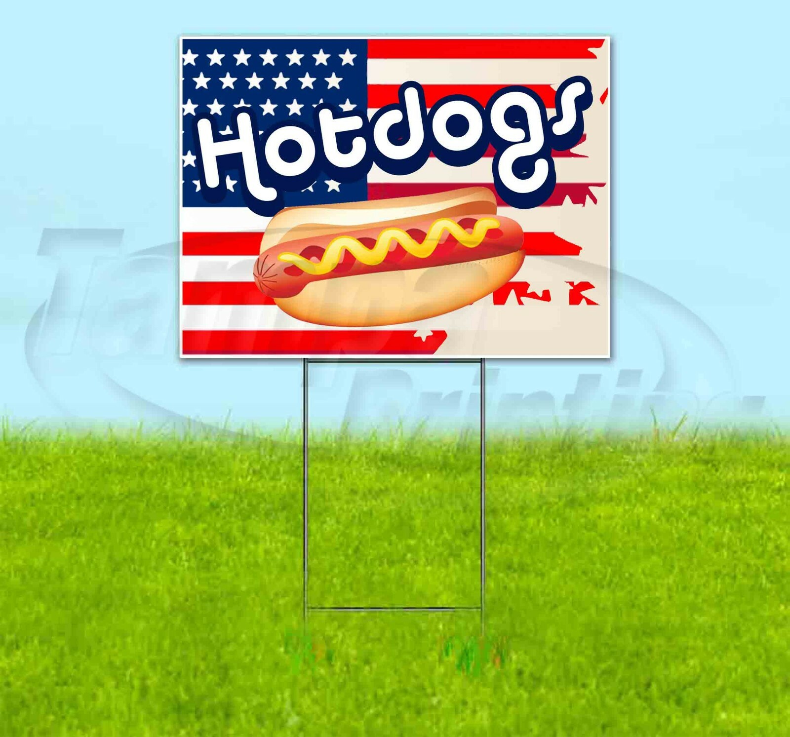 HOT DOGS 18×24 Yard Sign Corrugated Plastic Bandit Lawn Business USA FLAG