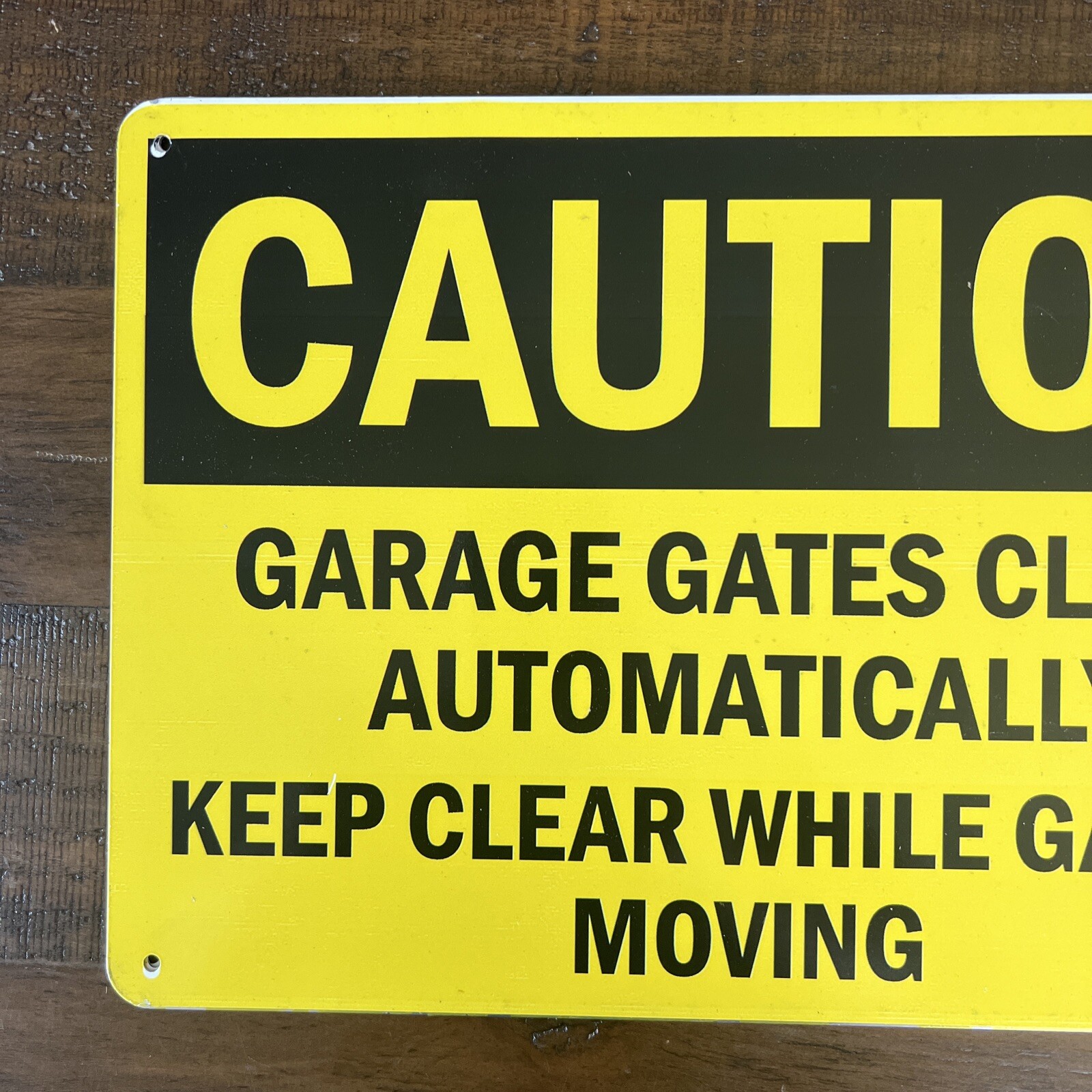 Caution “Garage Gates Close Auto Keep Clear” Aluminum Sign 10″ X 14″ Yellow Blac