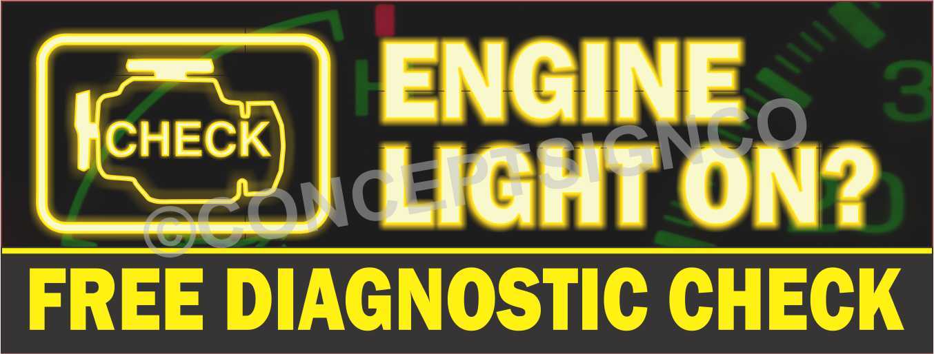 4’X10′ ENGINE LIGHT ON? FREE DIAGNOSTIC CHECK BANNER Outdoor Sign XL Auto Repair