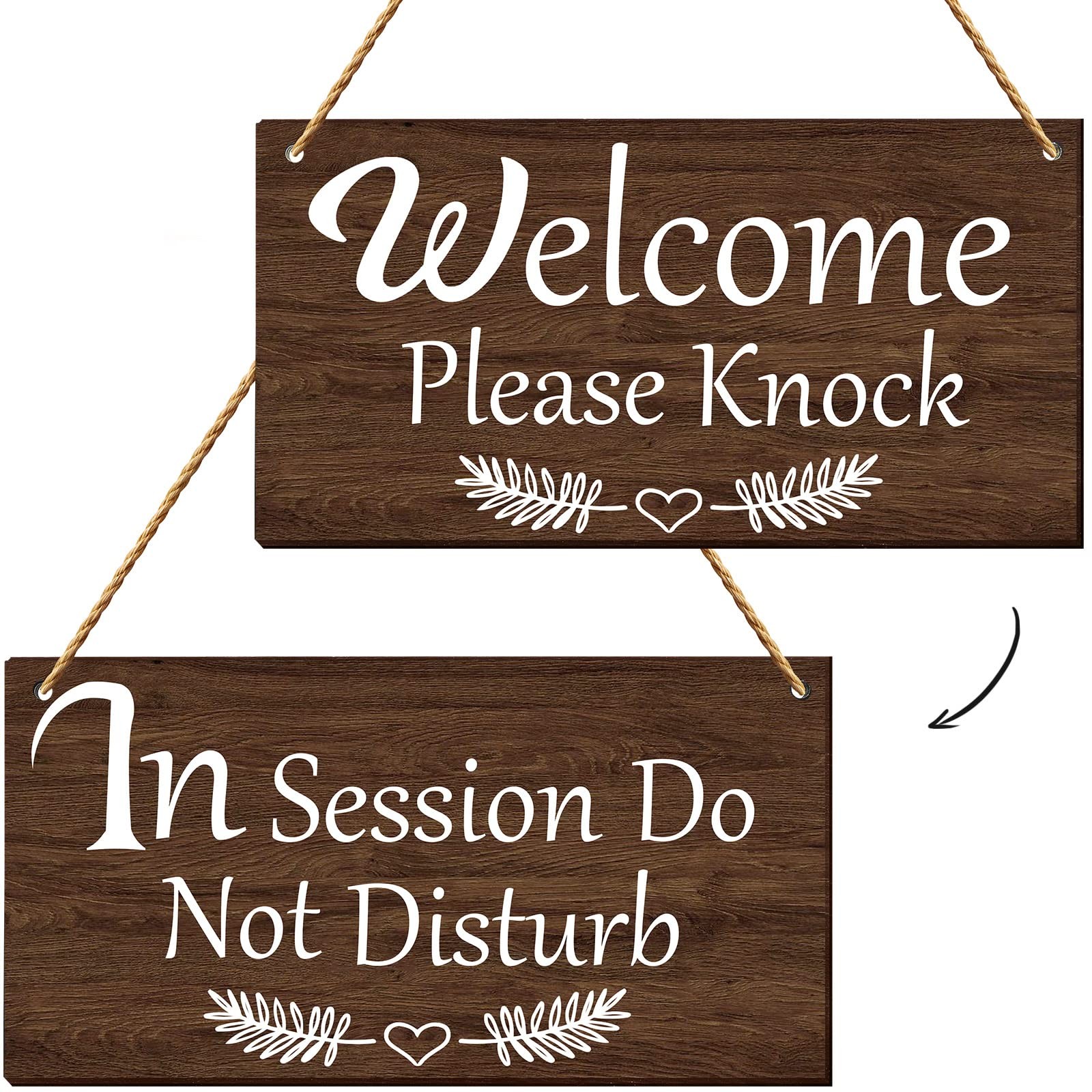 Door Hanger Sign Double Sided Wooden In Session Do Not Disturb Welcome Office
