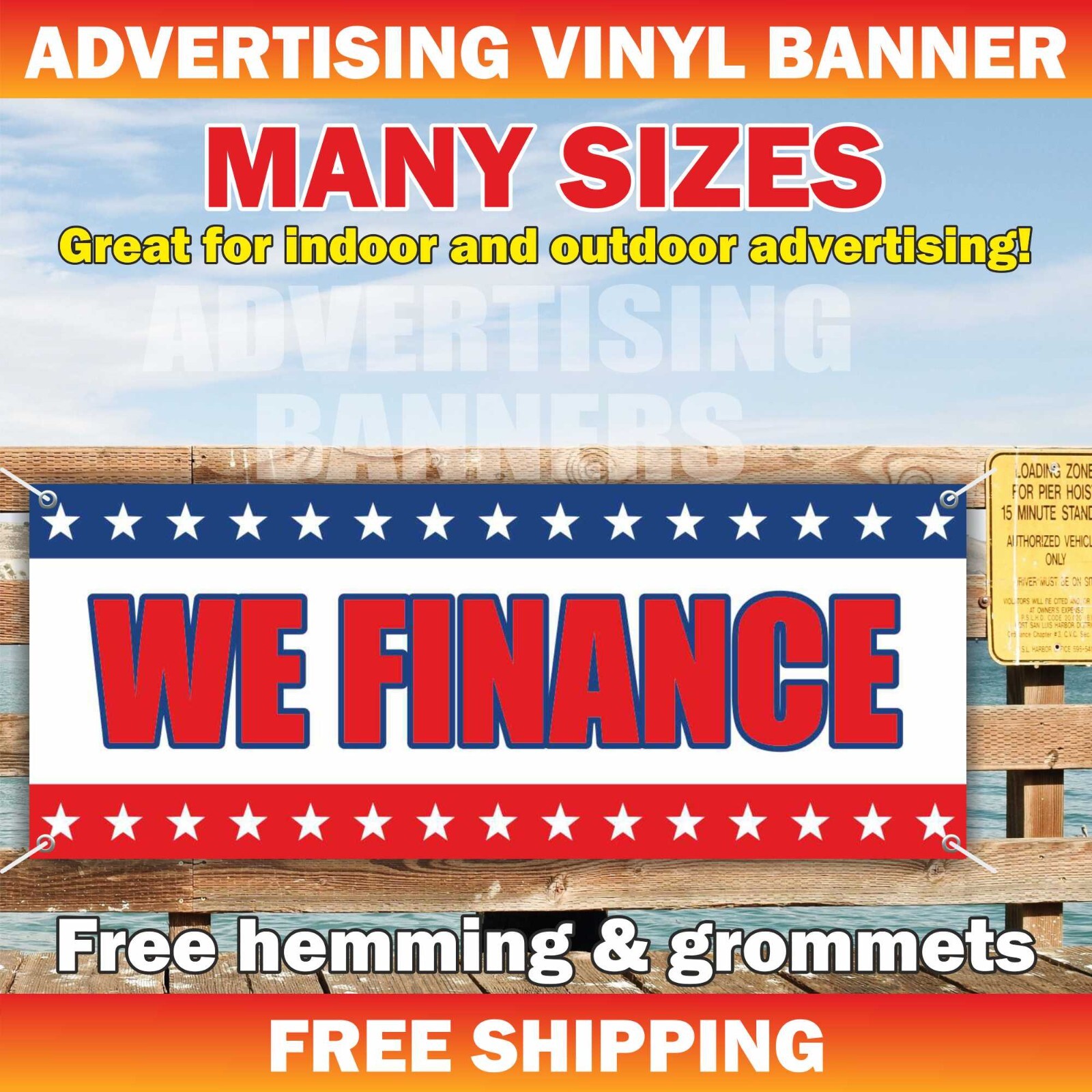 WE FINANCE Advertising Banner Vinyl Mesh Sign Pawn Shop Cash out Loan Credit