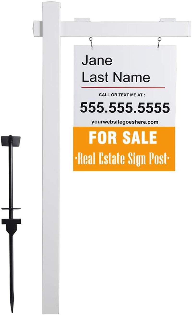 6′ Vinyl PVC Realtor Sign Post with Flat Cap for Open House – White