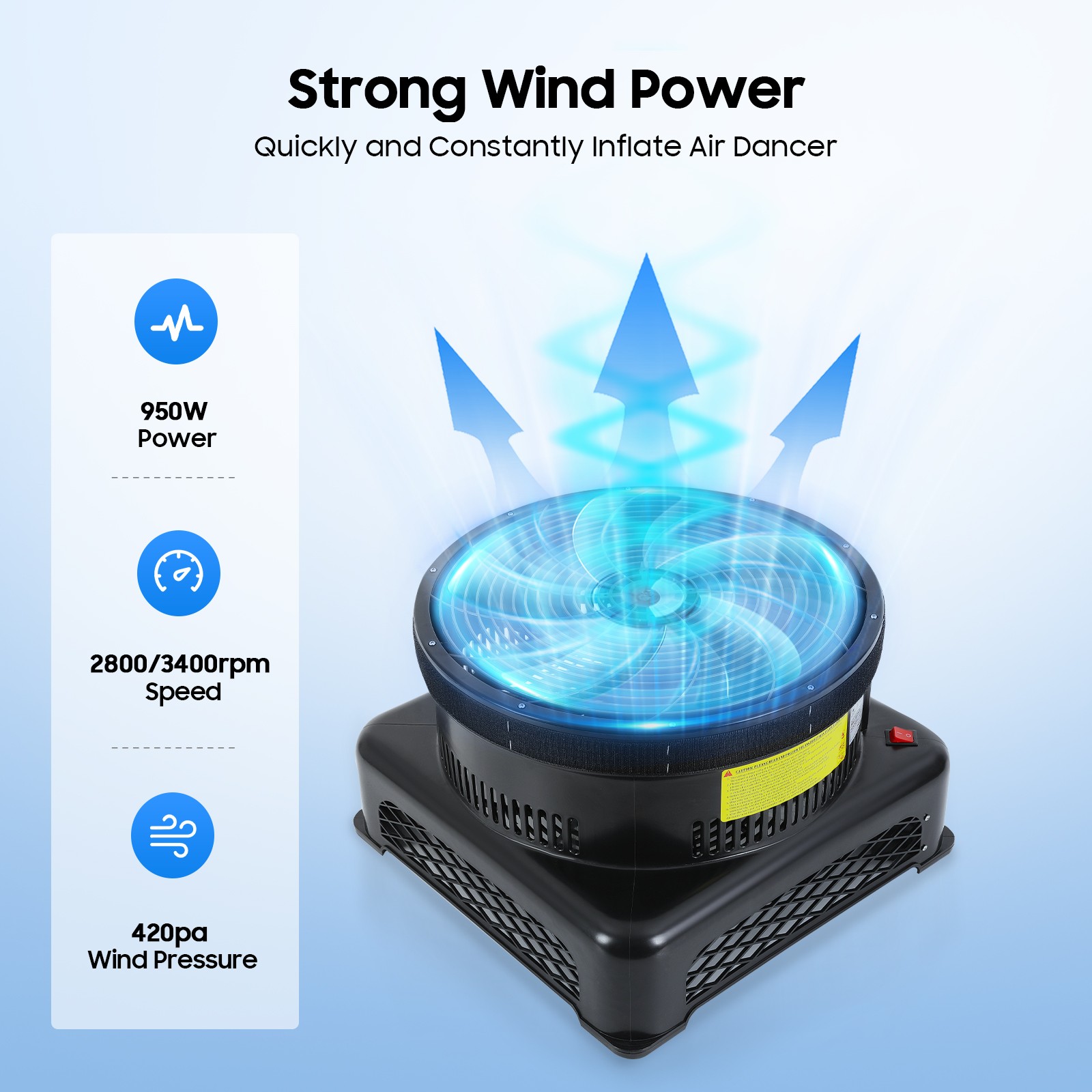 18in Air Blower for Inflatable Tube Man Tall Sky Dancers 950W Blower Fan