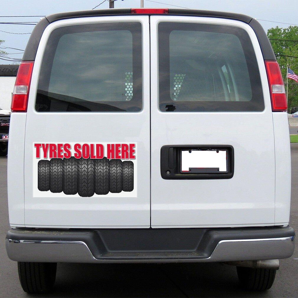 Car Magnet Set of 2 Tires Sold Here Advertising Printing Industrial Sign