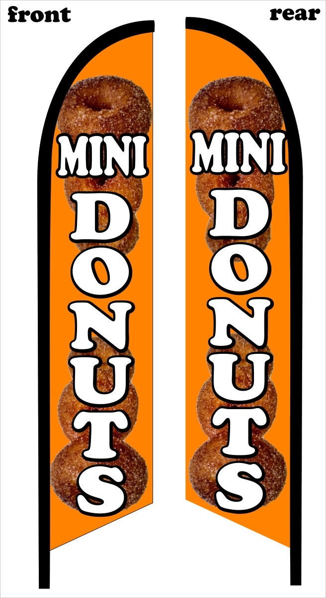 MINI DONUTS DOUBLE SIDED SWOOPER FEATHER FLAG BANNER SIGN KIT 4123DB