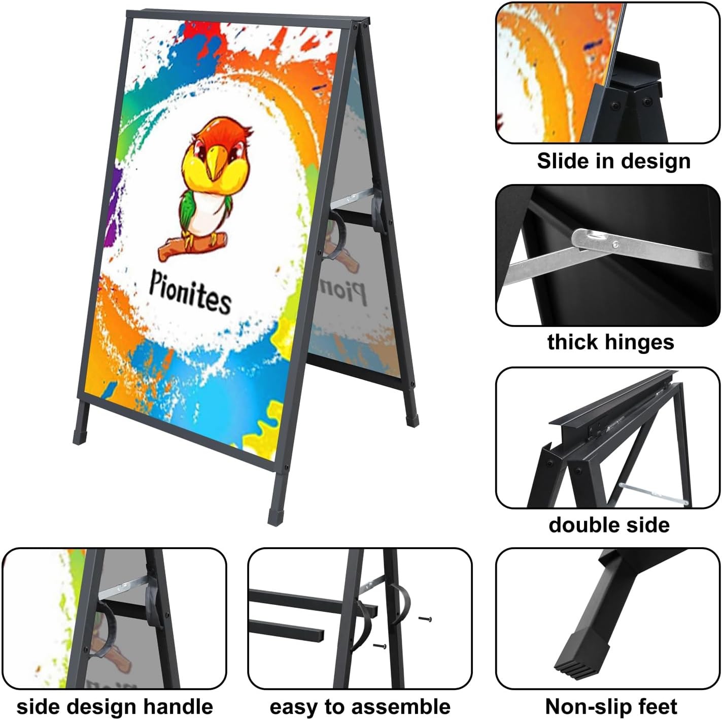 Heavy Duty Slide-in Folding A Frame Sign Sidewalk Sign 24x 36 Inch Sandwich Boar
