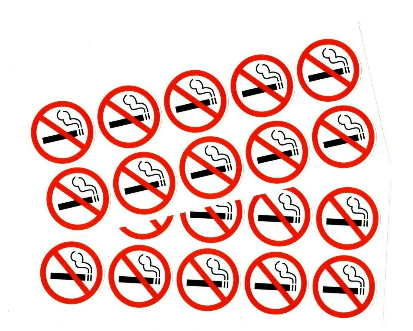 20 – NO SMOKING stickers | white | 1.5″ dia. | outdoor durable business signs
