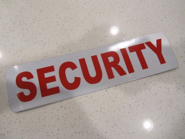 Reflective SECURITY White & Red Vehicle Magnetic Sign 3″x12″ Car Truck Van SUV