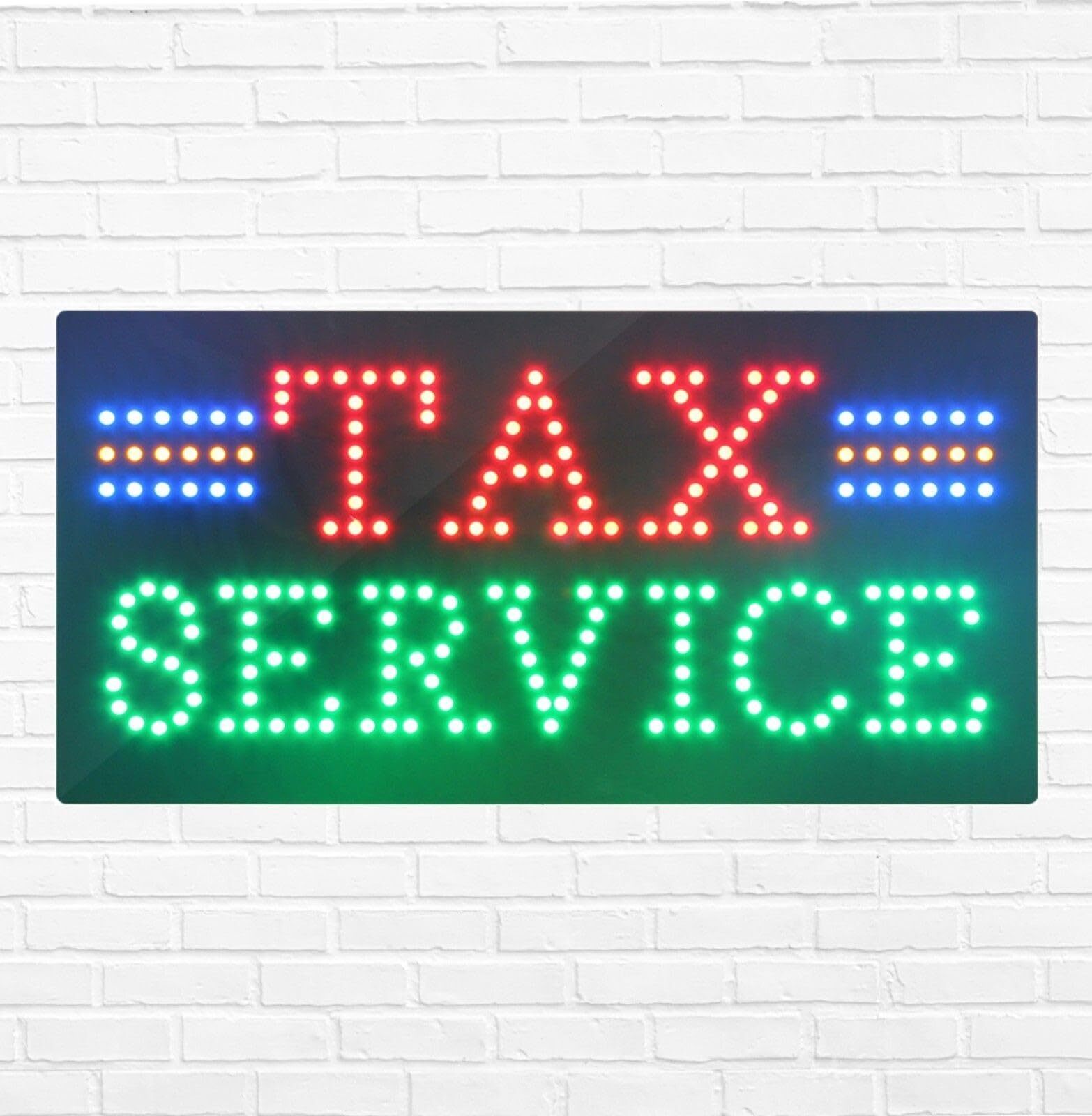 LED Tax Service Sign for Business Displays | Light Up Sign | 12″H x 24″W x 2″D