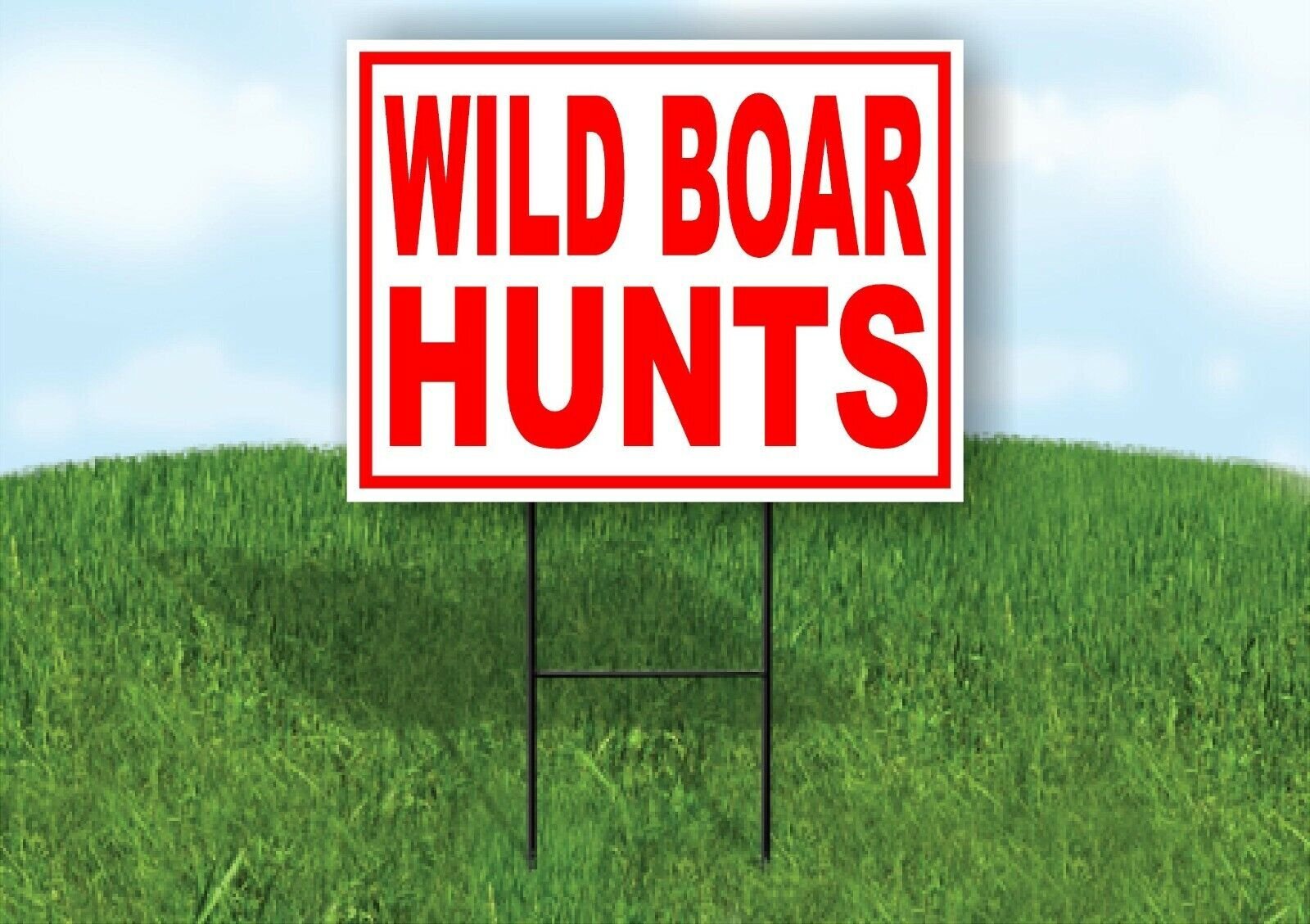 WILD BOAR HUNTS RED WHITE Yard Sign Road with Stand LAWN SIGN