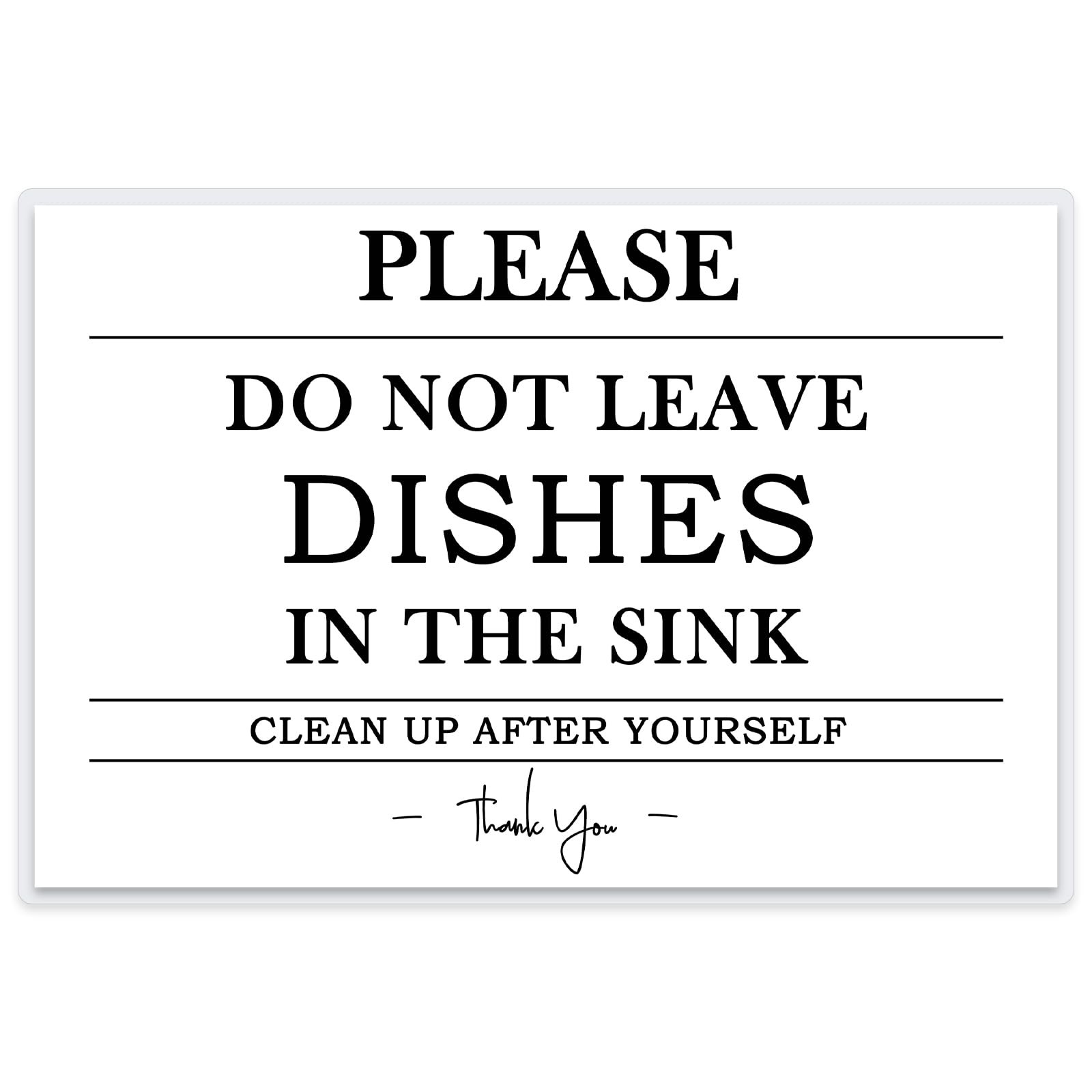 Please Do Not Leave Dishes In The Sink Sign 4×6 Inch Laminated Kitchen Remin…