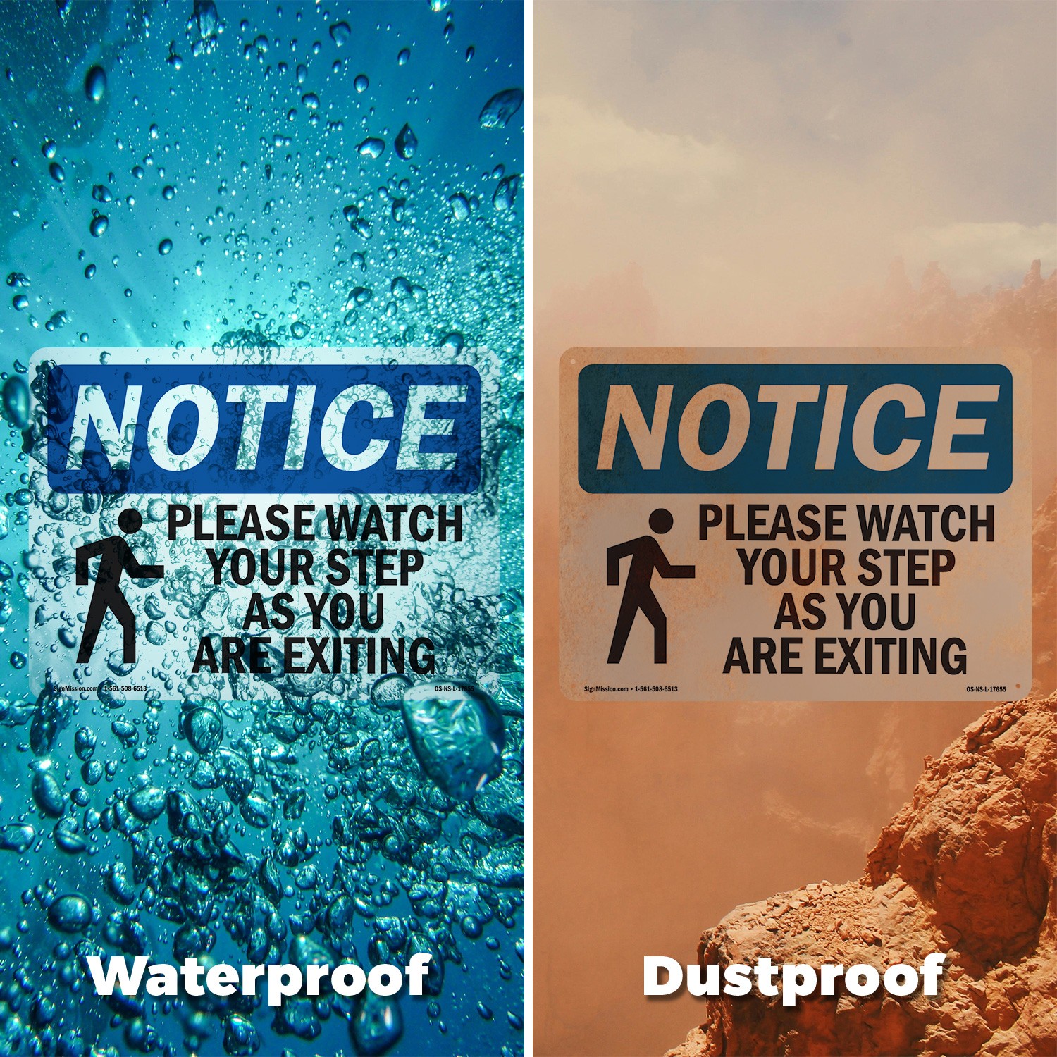 Please Watch Your Step As You OSHA Notice Sign Metal Plastic, Decal 5 or 10 Pack