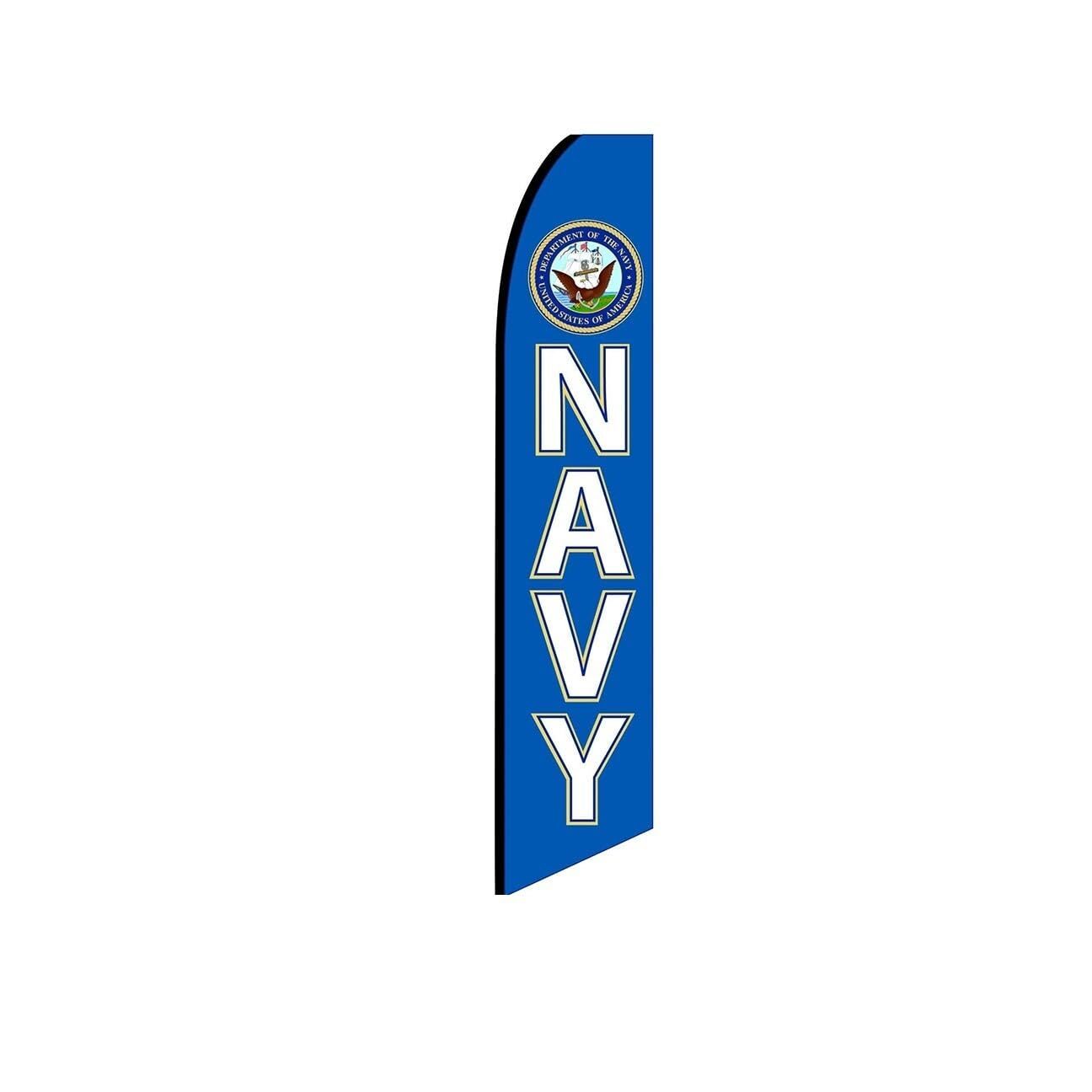 Navy Blue Swooper Flutter Feather Flag | 3ft W x 11.5ft Tall