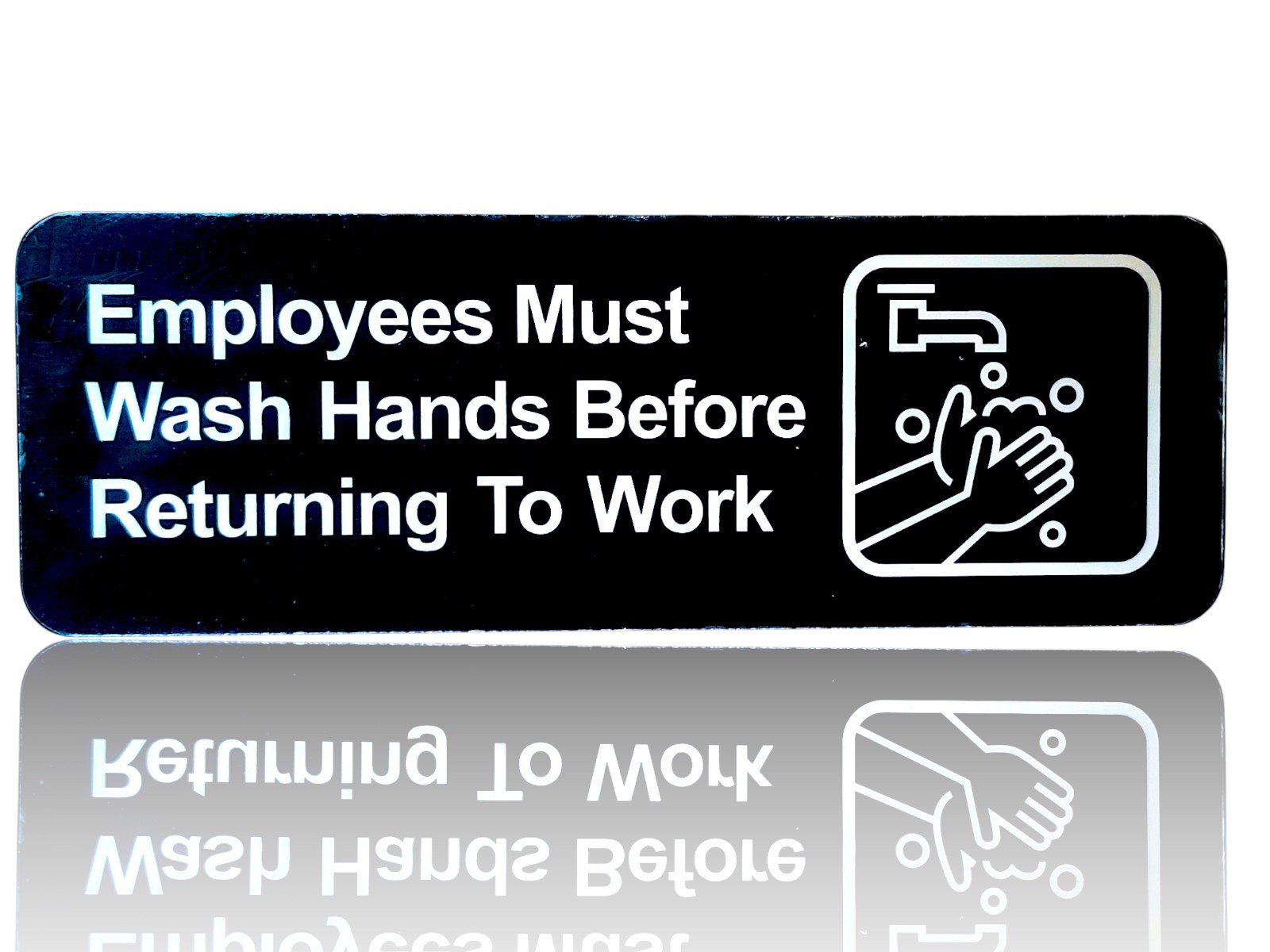 Employees Must Wash Hands Sign 3×9 Inch Self Adhesive Acrylic UV Protected 2 PCs