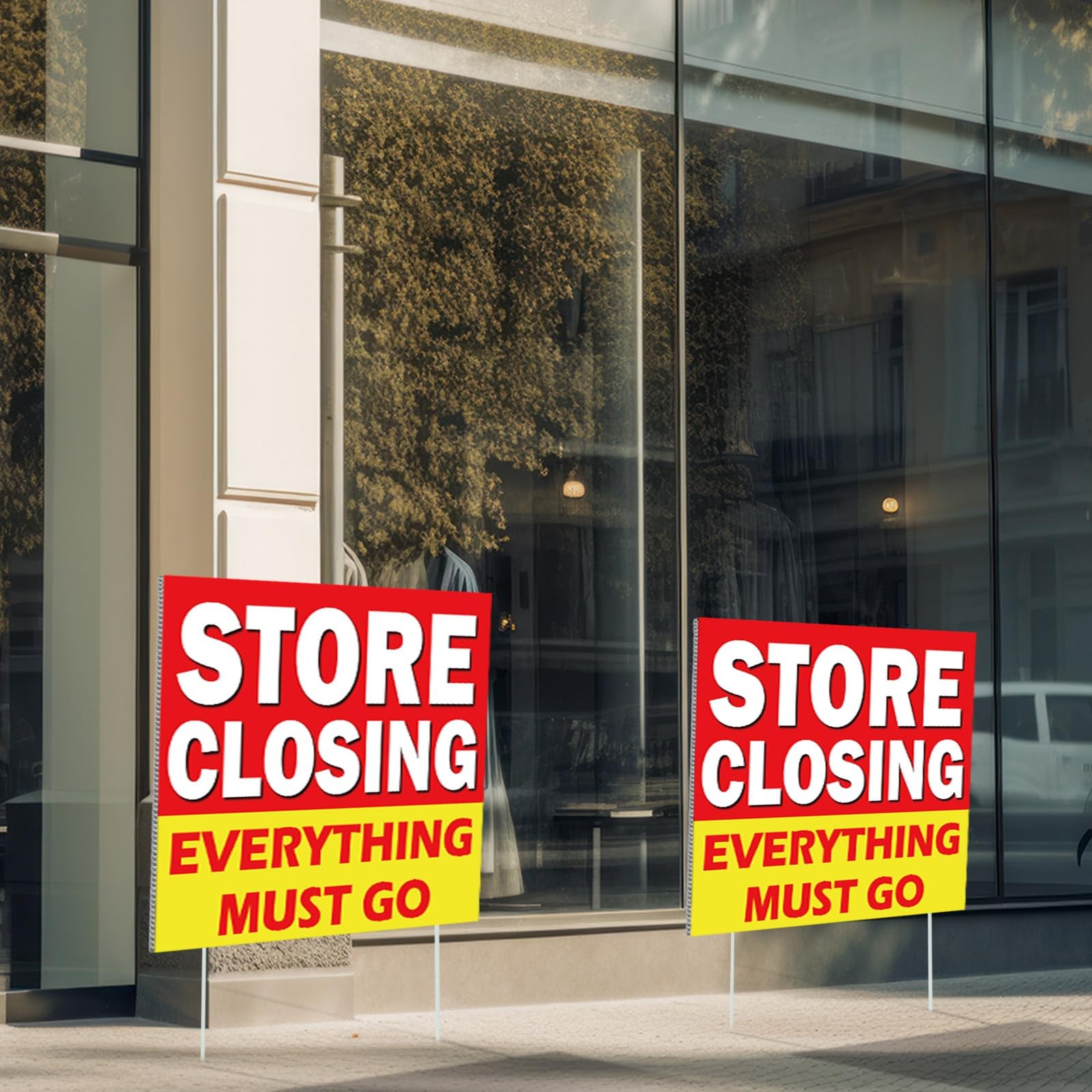 Leinuosen 3 Pcs Store Closing Everything Must Go Yard Signs with 6 Plastic Gr…