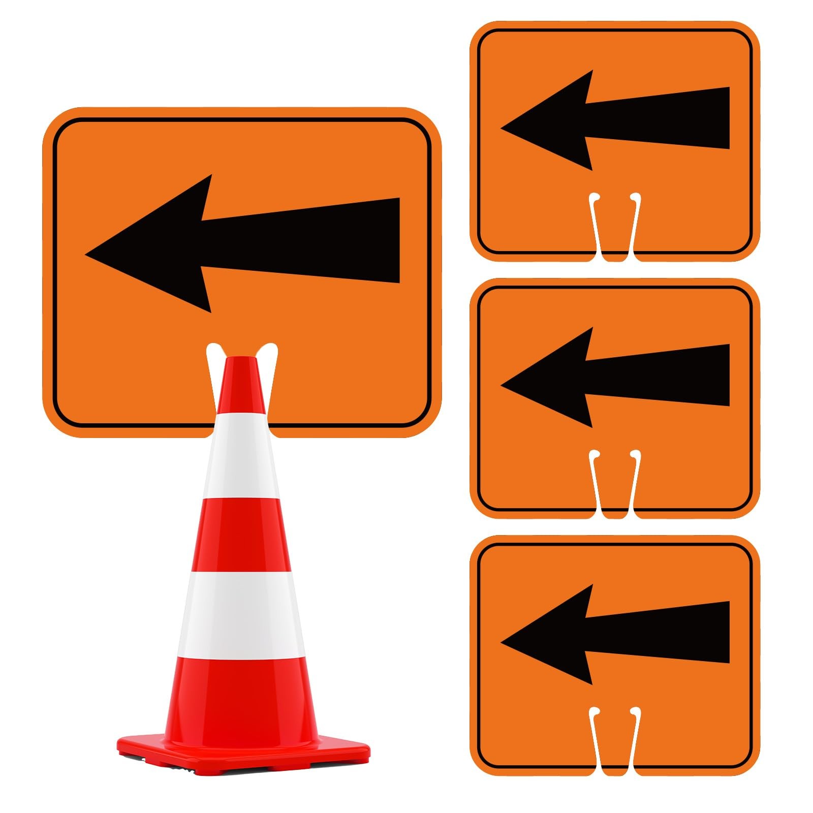 4pcs Reversible Arrow Signs for Traffic Safety Cone 12.6×10.4in Waterproof Wa…