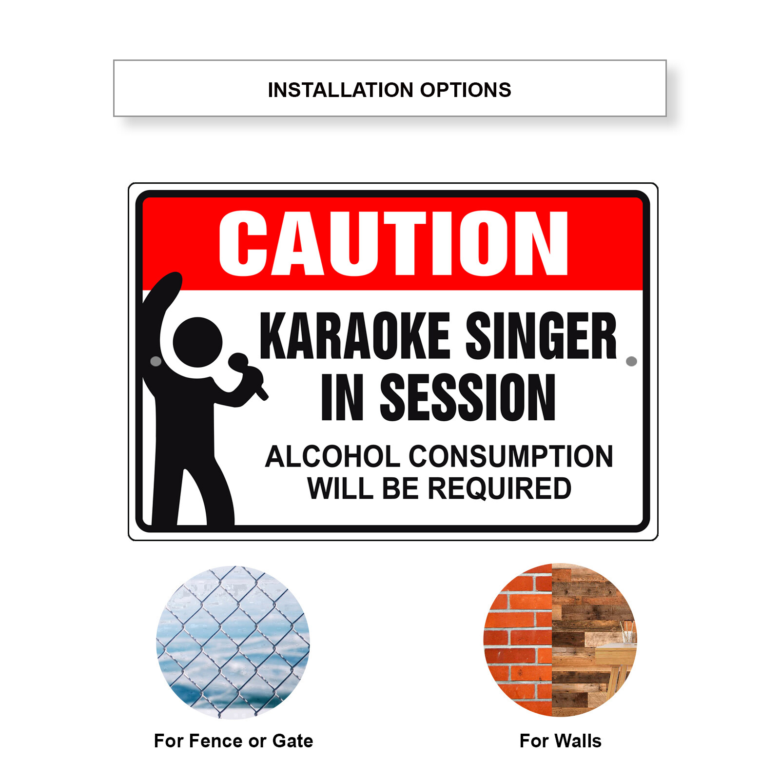 Caution Karaoke Singer In Session Alert Music Song Novelty Aluminum Metal Sign