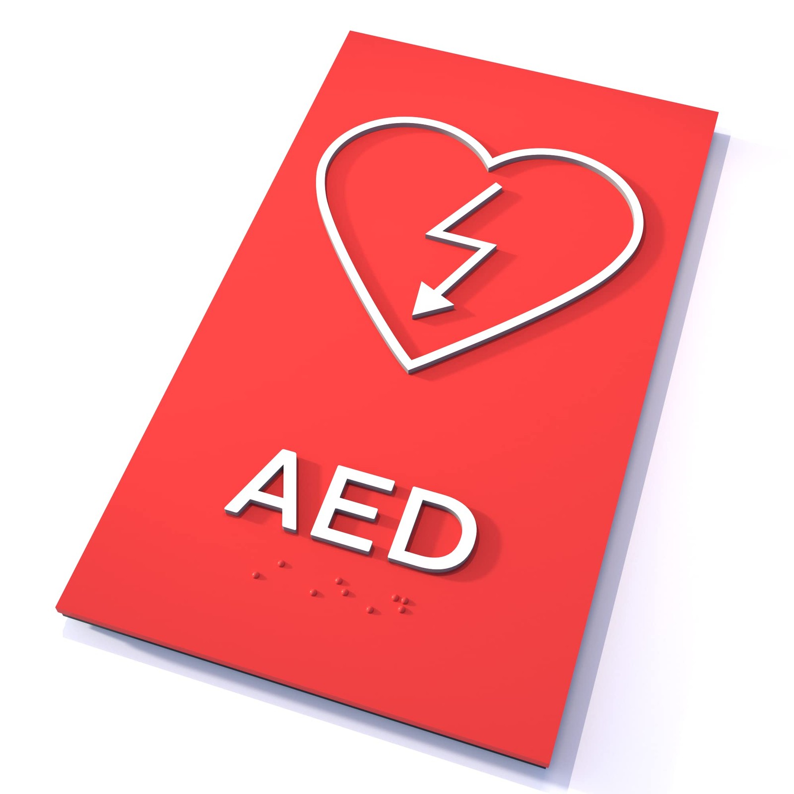 Premium AED Sign ADA Compliant Modern Design Grade 2 Braille Double Sided Tape