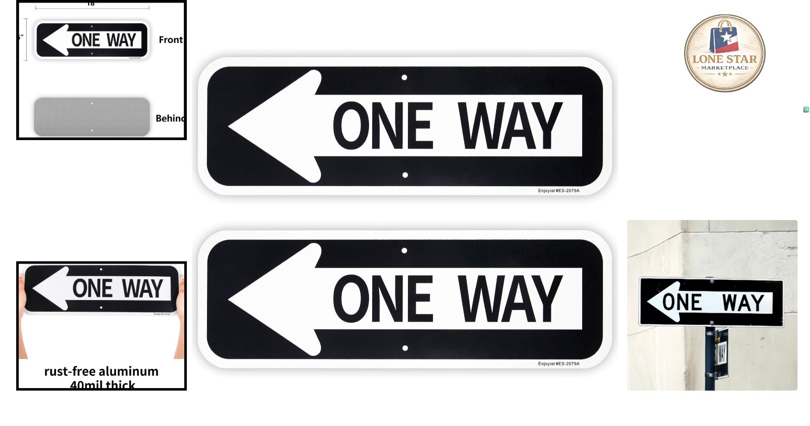 Two Weatherproof 18×6 Reflective One Way Signs with Left Arrow for Outdoor Use