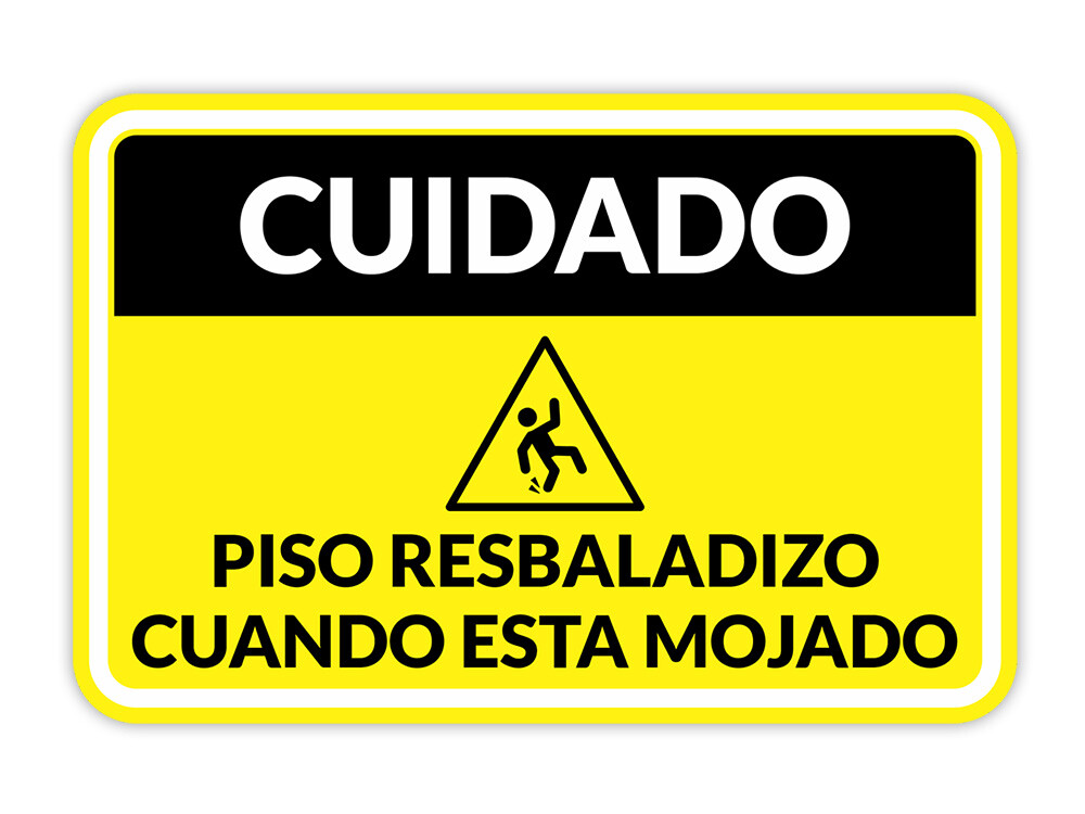 Classic Framed Plus Cuidado: Piso Resbaladizo cuando esta mojado Sign