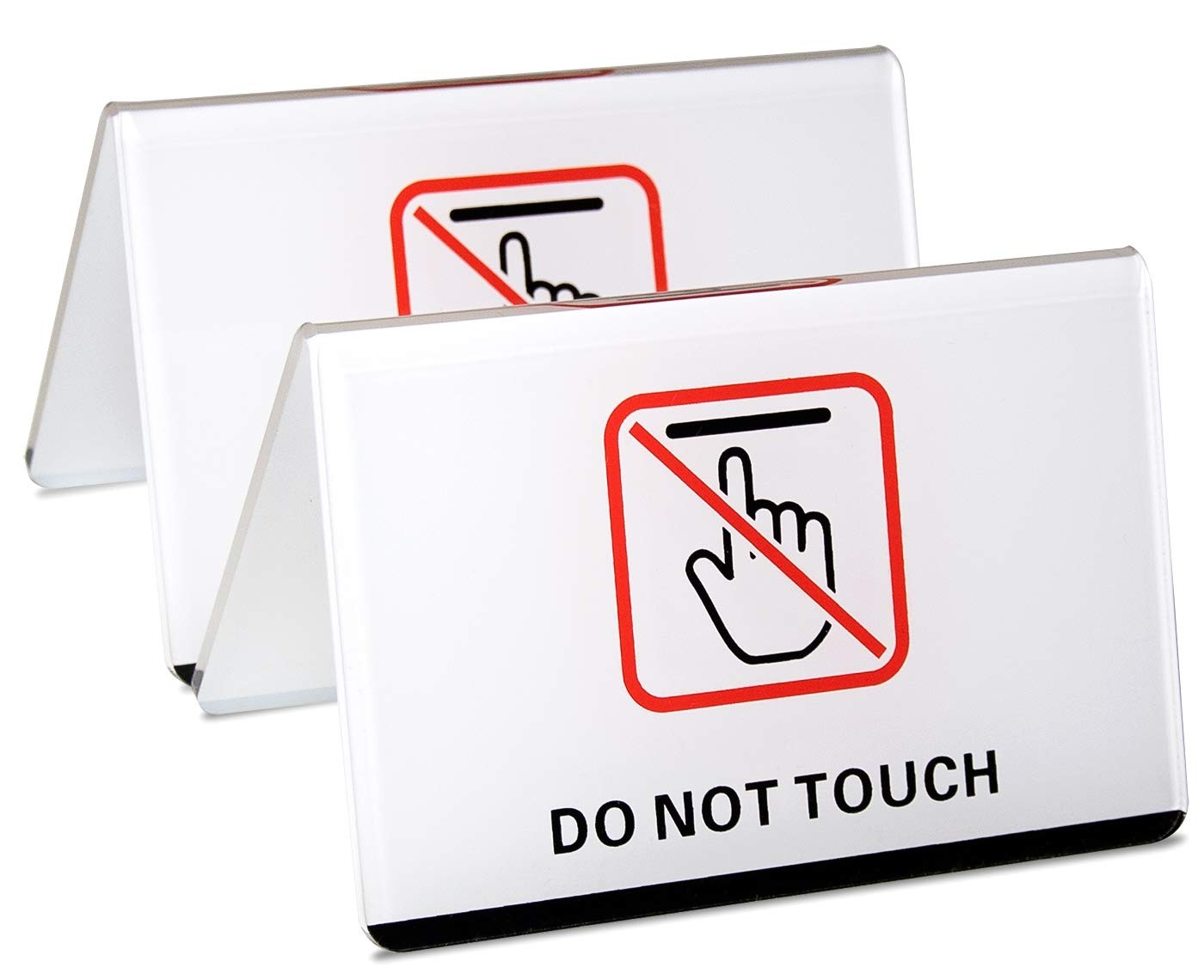 – Do Not Touch Table Top Sign | Clear White Acrylic Double-Sided Tabletop Sig…