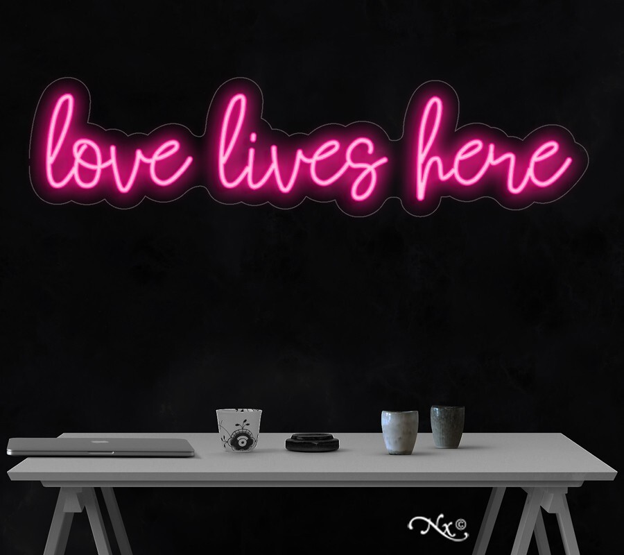 love lives here LED Neon Sign 35″L x 8″H #LF105