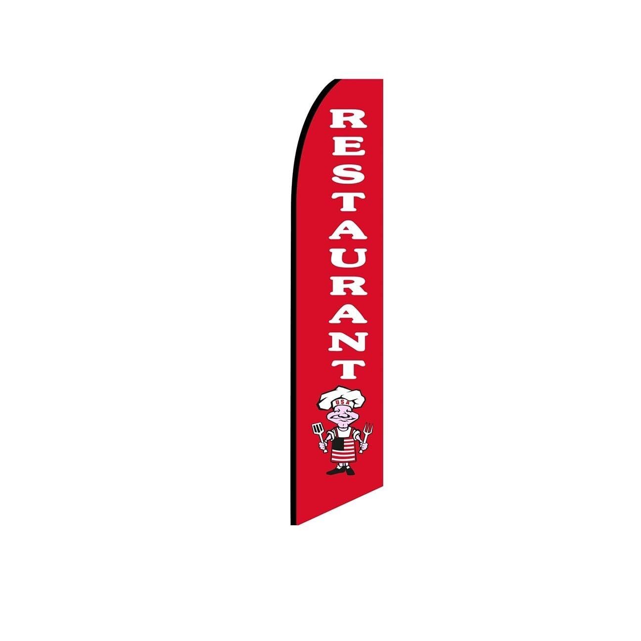 Restaurant Red Swooper Flutter Feather Flag | 3ft W x 11.5ft Tall