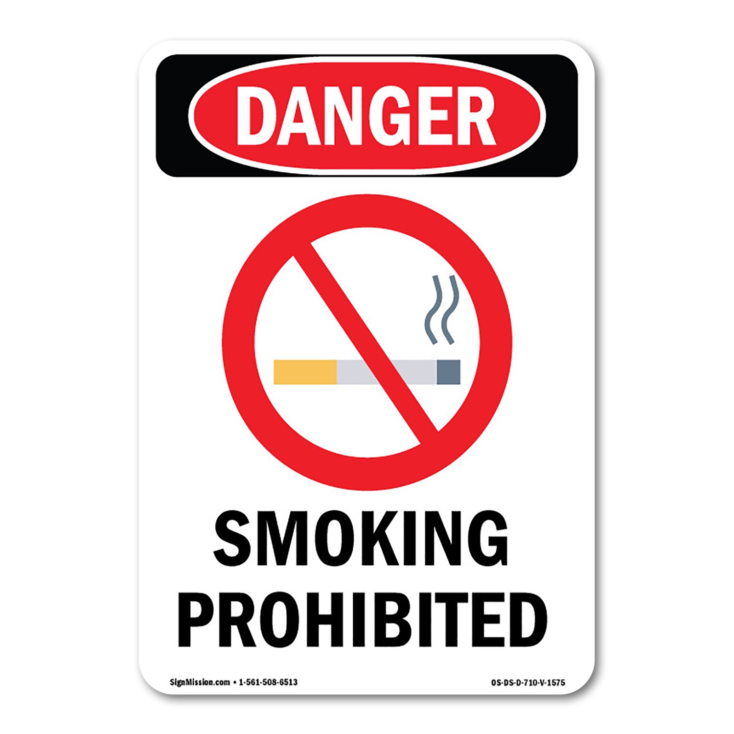 Smoking Prohibited ANSI Danger Sign Metal Plastic Decal