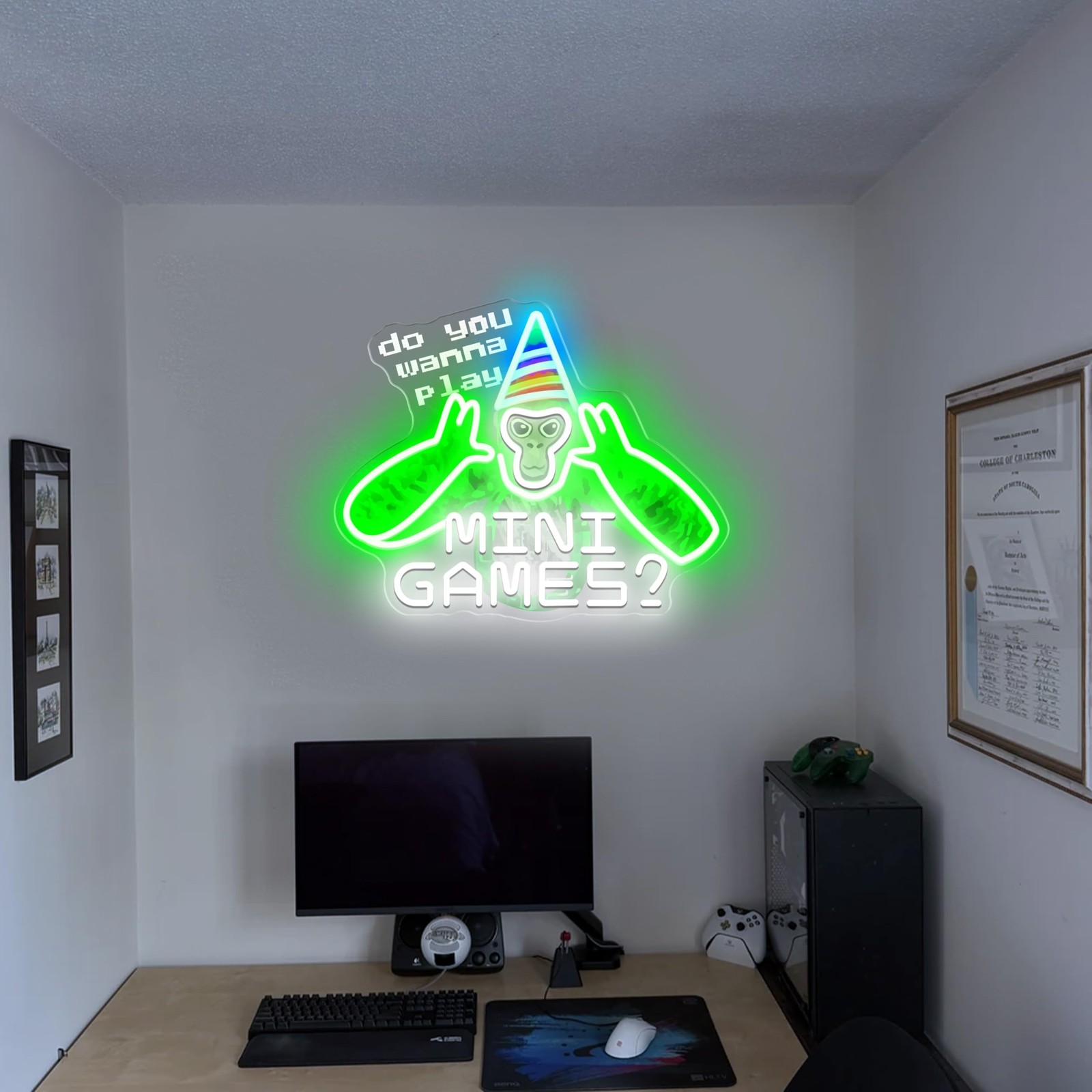 Do You Wanna Play Mini Games? Neon Sign Fun Gaming LED Art for Game Rooms Dec…