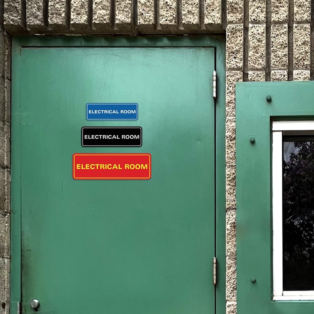 Electrical Room Sign Dark Brown Small Durable Wall Door Business Plaque