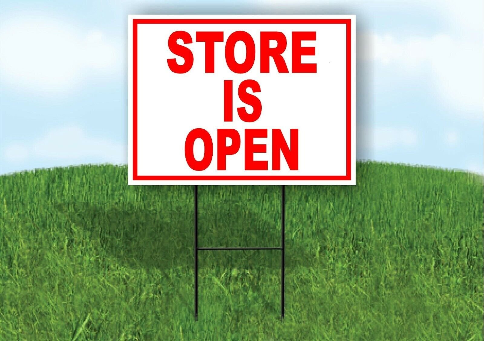 STORE IS OPEN RED Yard Sign Road with Stand LAWN SIGN