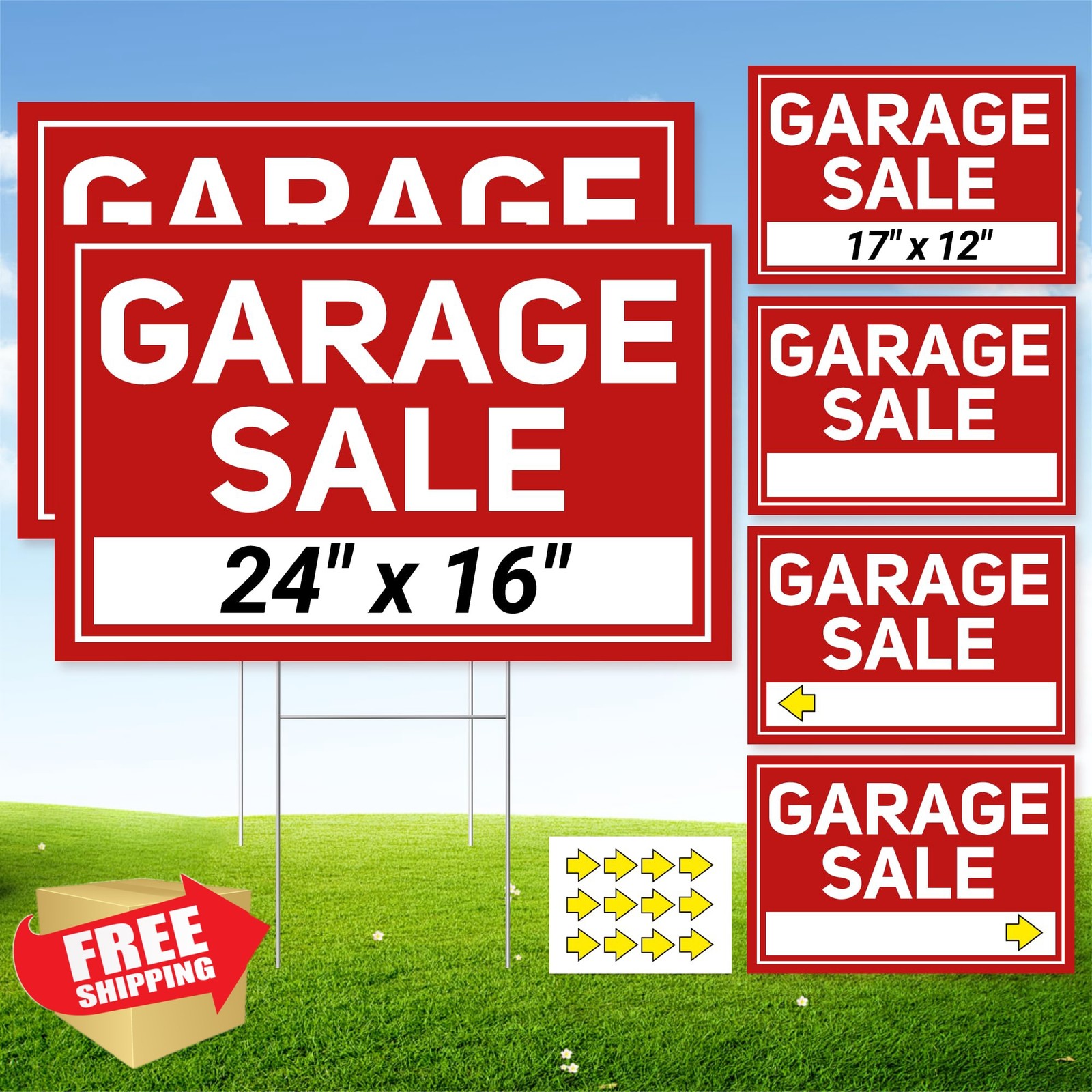 ComboJoy Garage Sale Signs Stakes 2 Large 4 Small