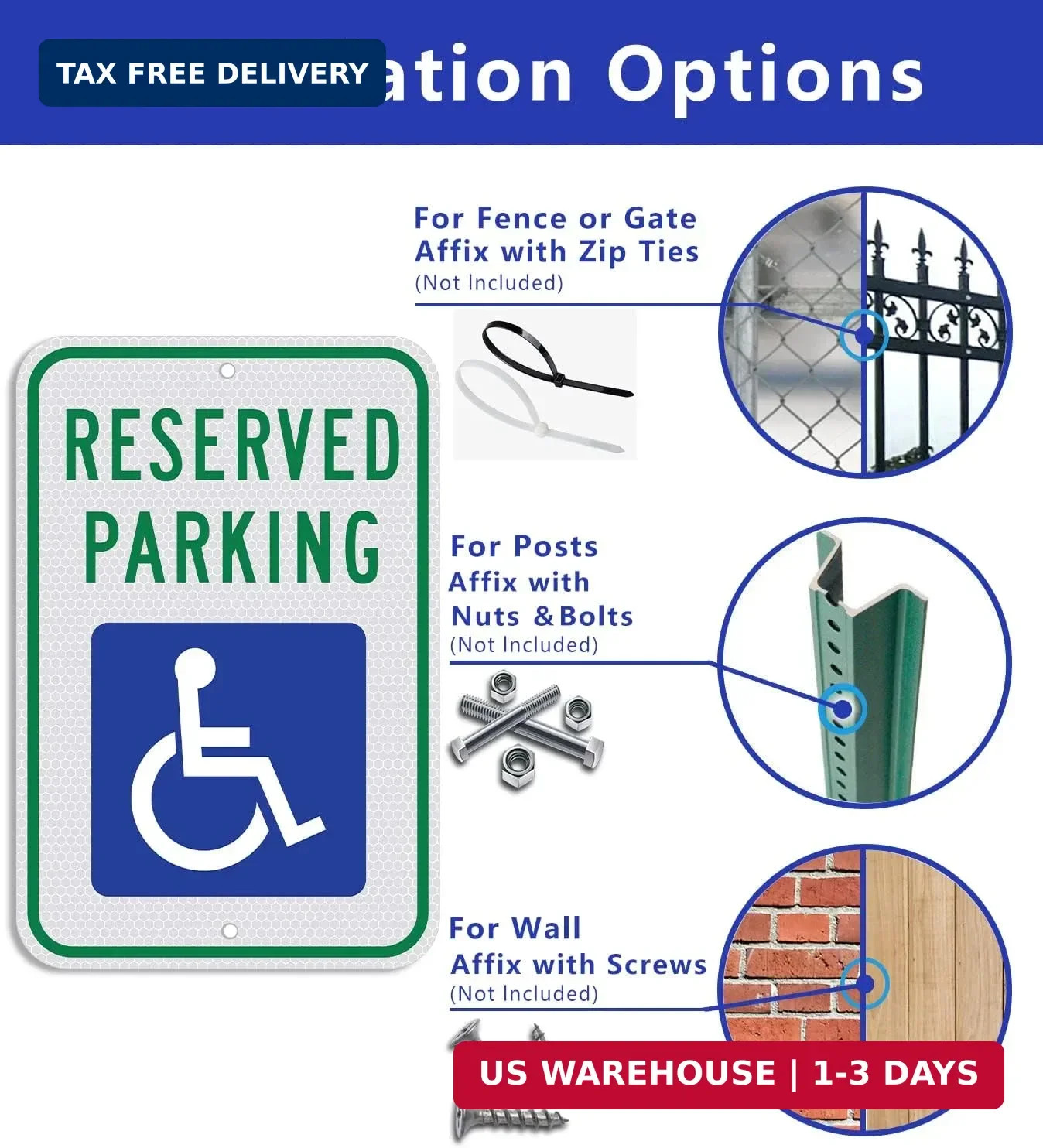 Handicap Parking Sign – 18 x 12 Inch Aluminum With ADA Accessibility Symbol, Res