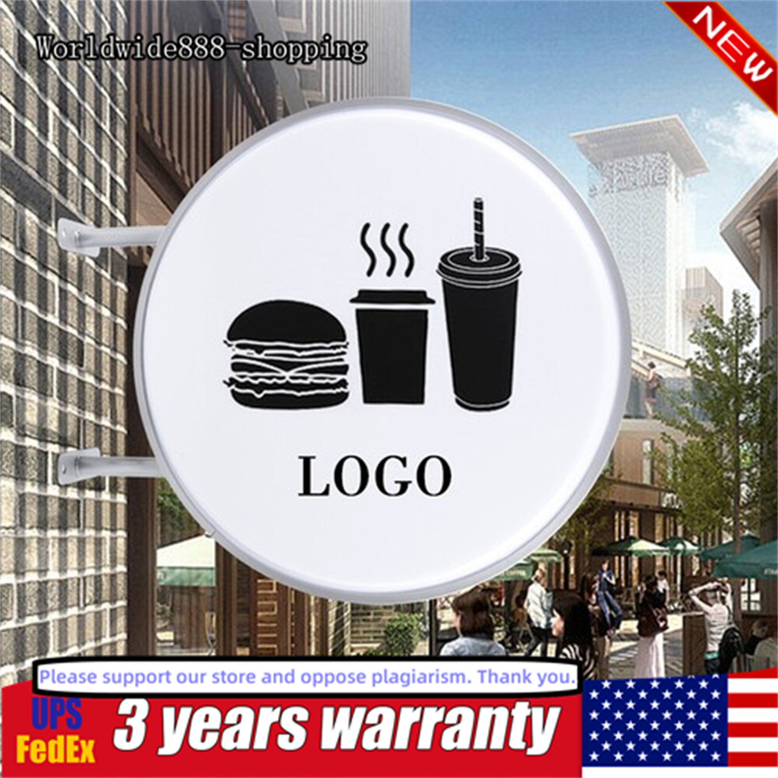 Round LED Light Box Sign Double Sided Outdoor Illuminated Business Sign【 24”】