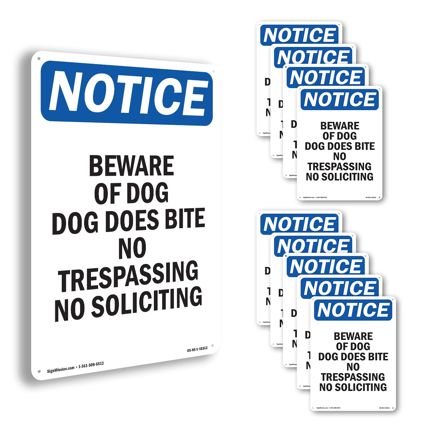 Beware Of Dog Dog Does Bite No OSHA Notice Sign Metal,, Decal 5 or 10 Pack